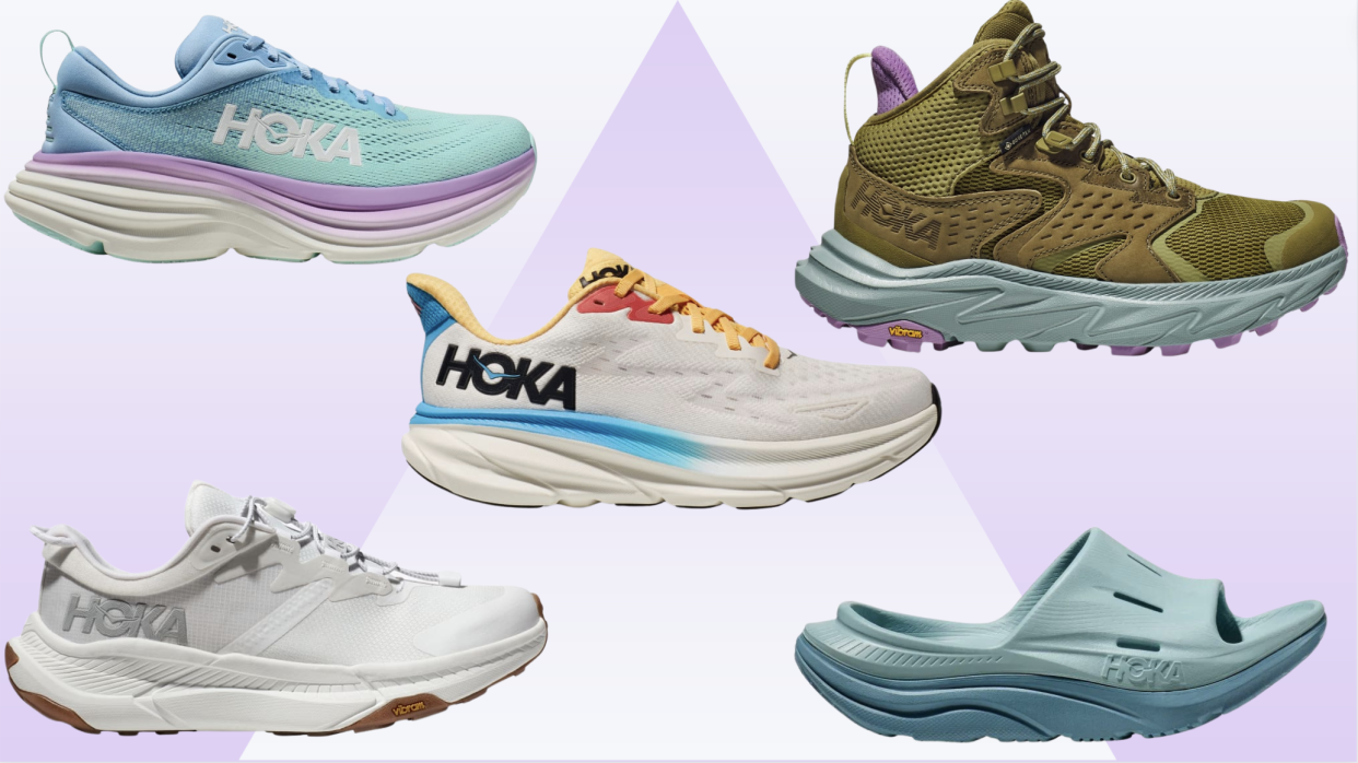 Five styles of Hoka shoes