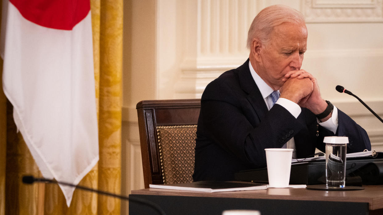 U.S. President Joe Biden pauses during a meeting in the East Room of the White House in Washington, D.C., U.S., on Friday, Sept. 24, 2021. (Sarahbeth Many/The New York Times/Bloomberg via Getty Images)