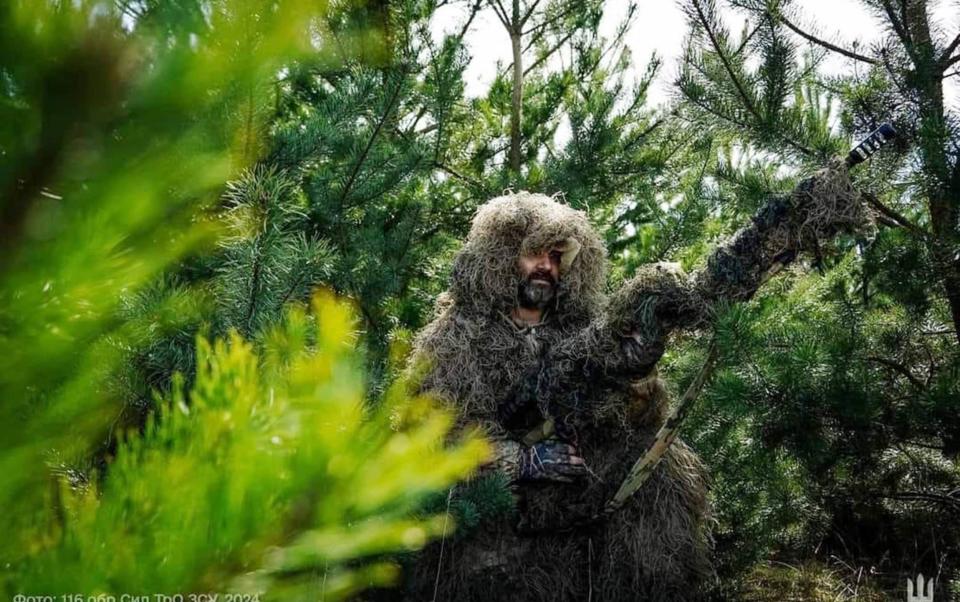 A Ukrainian soldier in camouflage