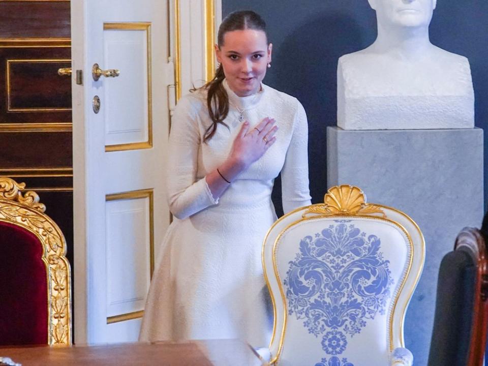 Prinzessin Ingrid Alexandra bei einer Kabinettssitzung im Palast. (Bild: LISE ASERUD / NTB/AFP via Getty Images)