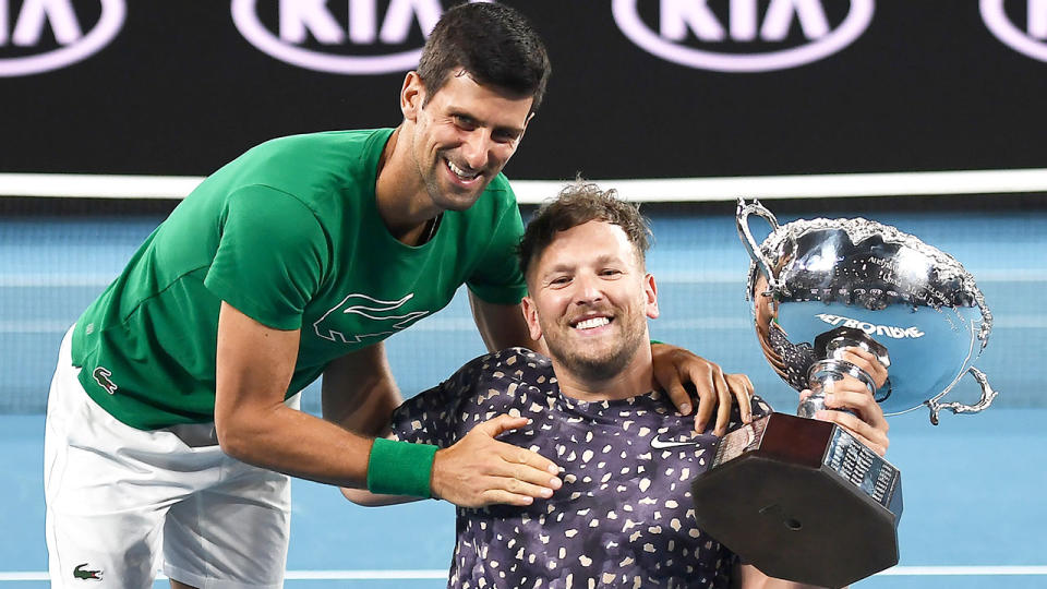 Seen here, Novak Djokovic and Dylan Alcott both won titles at the 2020 Australian Open.