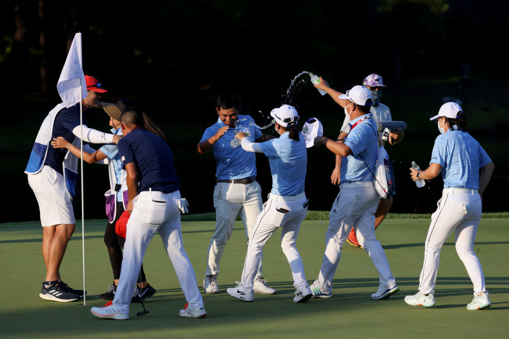 We were witness to an insane, seven-way Olympic golf playoff on Sunday, and it wasn’t even to win the tournament. (Getty)