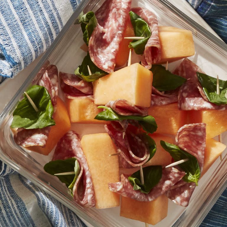 Salami-Wrapped Melon with Basil