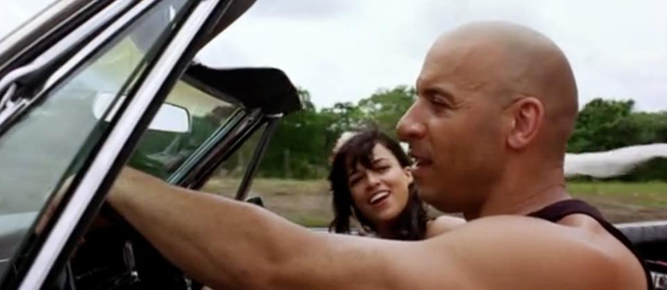 Michelle Rodriguez and Vin Diesel in Los Bandoleros