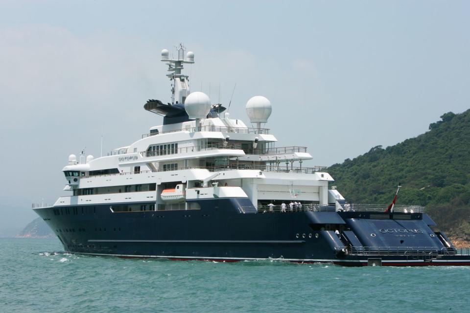 <p>This 416-foot megayacht was the passion project of Microsoft's cofounder Paul Allen and is currently owned by his wife, Jody Allen. The groundbreaking exploration yacht has the ability to travel to the world's mot remote and otherwise inaccessible locations. It was built by Lurssen in 2013 with exterior design by Espen Oenio and interiors by Seattle-based yacht designer Jonathan Quinn Barnett, housing 26 guests and 63 crew. A spa, library, multiple lounges, alfresco dining spaces, and a basketball court are just the beginning of Octopus's array of amenities.</p>