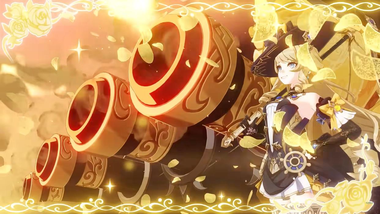 The 5-star Geo Claymore user Navia makes her debut in Genshin Impact version 4.3 as the new queen of Crystallize, using her gunbrella and artillery strikes to clear the battlefield. (Photo: HoYoverse)