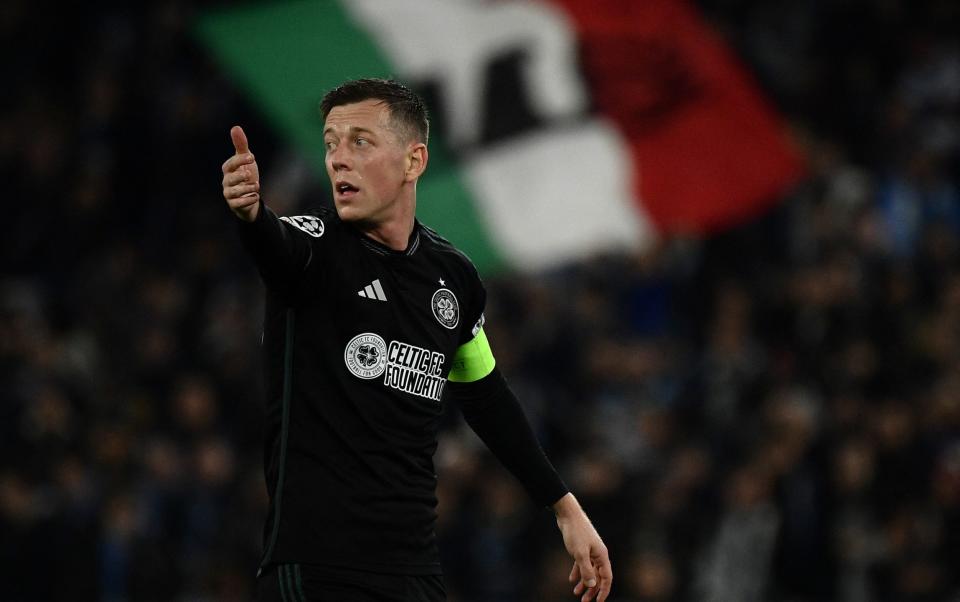 Callum McGregor gesticulates