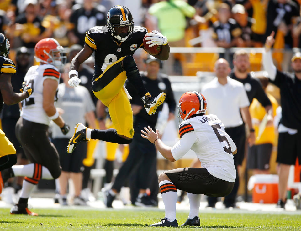 Antonio Brown has jumped into the Brown-Steelers fight aftermath. (Gregory Shamus/Getty Images)