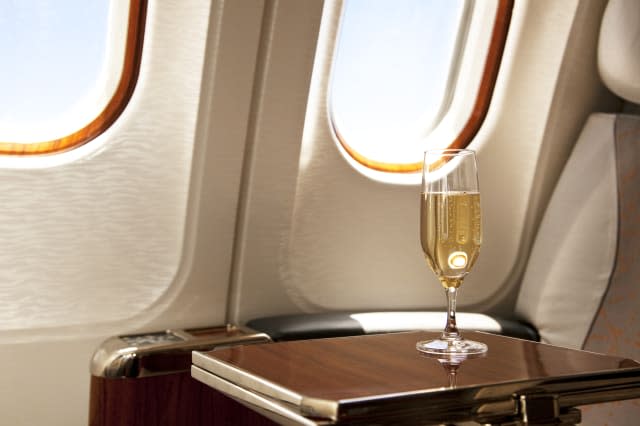 business class Seat with champagne waiting for a Passenger