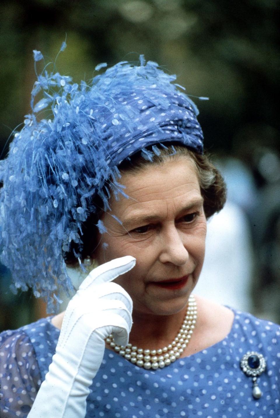 <p>Empress Marie Feodorovna's Sapphire Brooch was among the many items Queen Elizabeth inherited from her grandmother Queen Mary. The piece, a large cabochon sapphire surrounded by two rows of diamonds and adorned with a pearl drop, was originally a wedding present for the Russian Empress in 1866 from her brother, the Prince of Wales. Queen Mary later purchased it from the dowager's estate in 1929. </p>