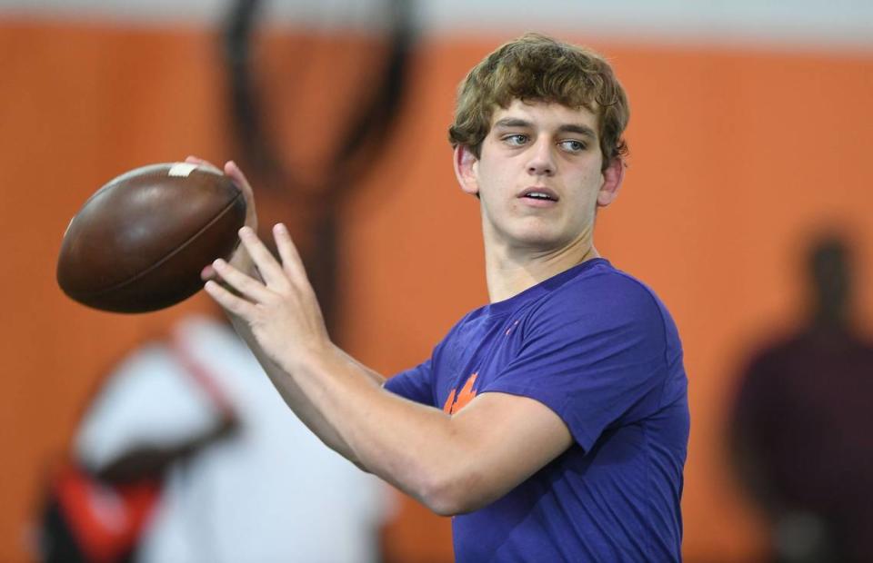 Arch Manning works out during Dabo Swinney’s football camp Saturday, June 5, 2021.