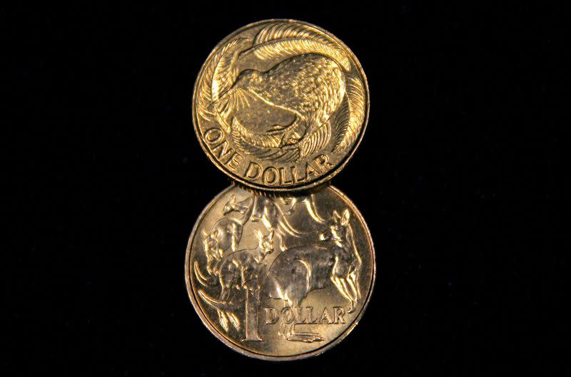 New Zealand and Australia one dollar coins are seen in a picture illustration