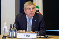 International Olympic Committee (IOC) President Thomas Bach from Germany speaks to North Korea's and South Korean delegations during a meeting with the International Olympic Committee for their bid to co-host the 2032 Summer Olympics, at the IOC Headquarters in Lausanne, Switzerland, Friday, February 15, 2019. Salvatore Di Nolfi/Pool via REUTERS