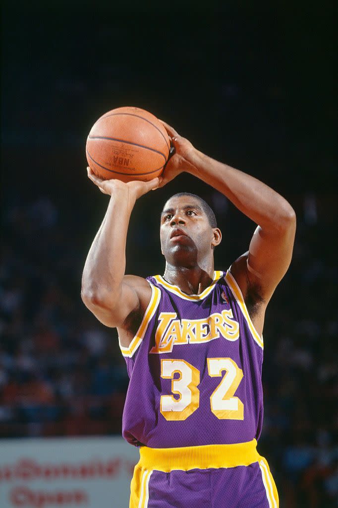 <p>Earvin "Magic" Johnson Jr. was the highest-earning athlete of 1985 <a href="https://www.eskimo.com/~pbender/misc/salaries86.txt" rel="nofollow noopener" target="_blank" data-ylk="slk:with a salary of $2.5 million;elm:context_link;itc:0;sec:content-canvas" class="link ">with a salary of $2.5 million</a>. This was also a significant year for the Los Angeles Lakers as a team: They <a href="https://www.basketball-reference.com/playoffs/1985-nba-finals-lakers-vs-celtics.html" rel="nofollow noopener" target="_blank" data-ylk="slk:defeated the Celtics for the first time in Laker history;elm:context_link;itc:0;sec:content-canvas" class="link ">defeated the Celtics for the first time in Laker history</a> during the NBA Finals. <br></p>