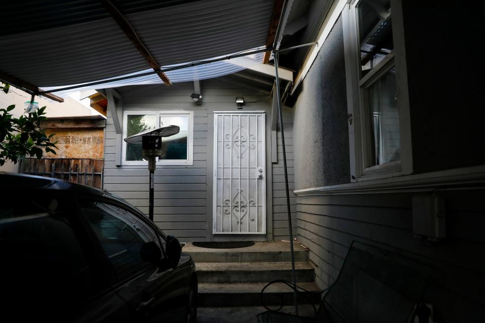 The entrance to Iglesia Evangelica Apostoles y Profetas church, which is in a backroom of a multi-family home located on the 1000 block of 2nd Street in San Jose, Calif., seen on Friday, May 6, 2022. It was the location of the killing of a 3-year-old girl, in an alleged exorcism.