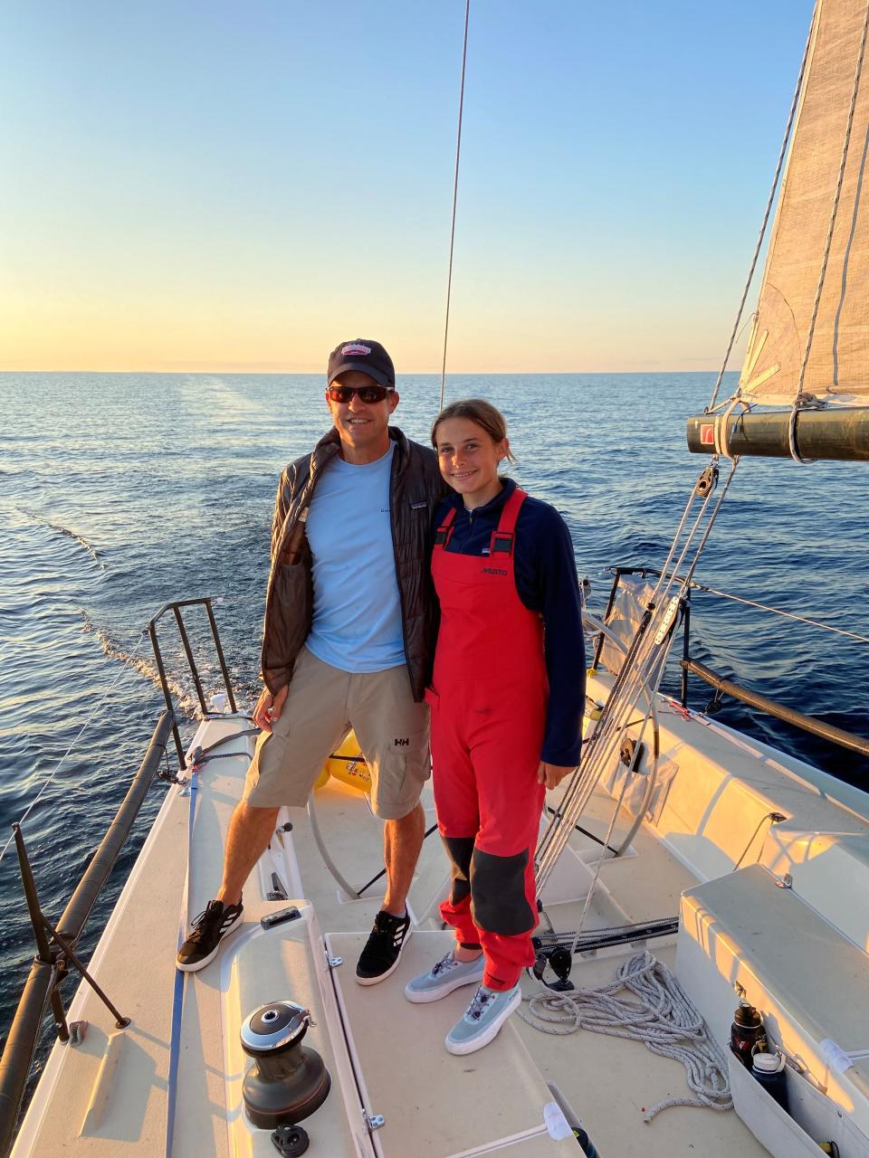 Scott Sellers and his daughter, Merritt Sellers, of Larkspur, Calif., sail their J/111 boat "nosurprise" Wednesday, July 13 on Lake Huron toward Port Huron for the start of the 2022 Bayview Mackinac Race on July 16. They began in Harbor Springs, where they have a summer home.