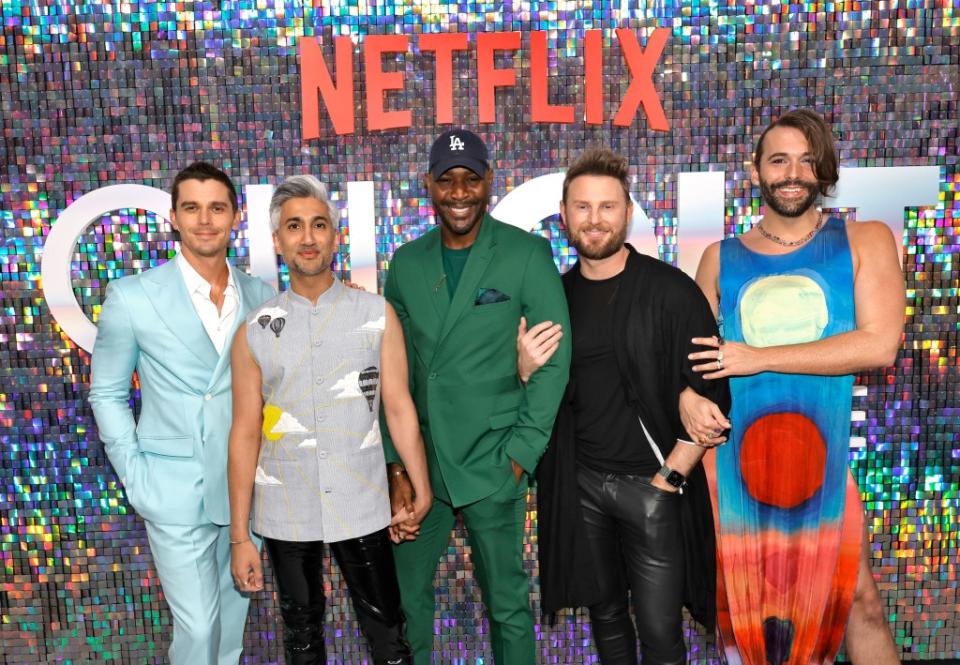 Antoni Porowski (from left), Tan France, Karamo Brown, Bobby Berk and Jonathan Van Ness. Getty Images for Netflix