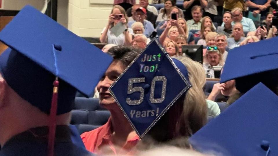 A cap with the words 'Just took 50 years'