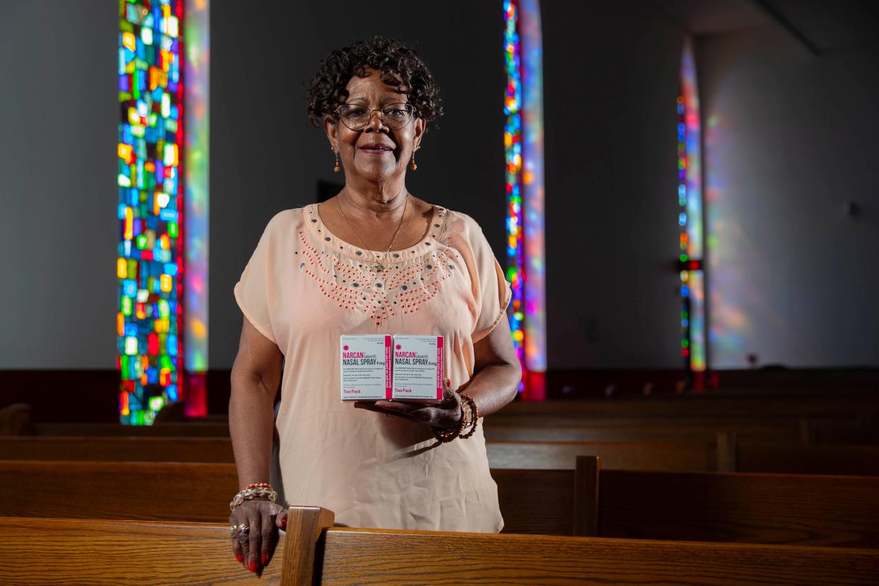 Veola Bray, St. John Missionary Baptist Church's family support ministry leader, poses for a photo in the sanctuary of the northeast Oklahoma City church, site of an Aug. 30 International Overdose Awareness Day event.