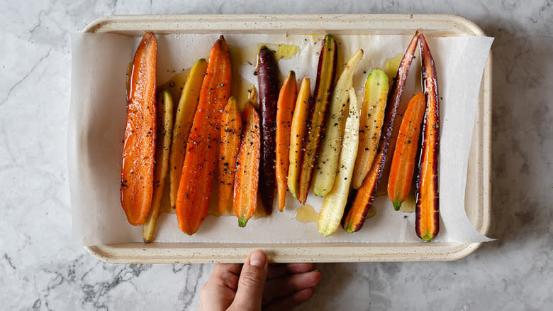 carrots on baking sheet