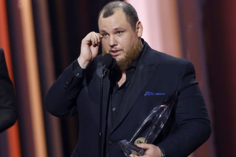 Luke Combs is recognized as entertainer of the year during the 56th Annual CMA Awards at Bridgestone Arena in Nashville in 2022. File Photo by John Angelillo/UPI