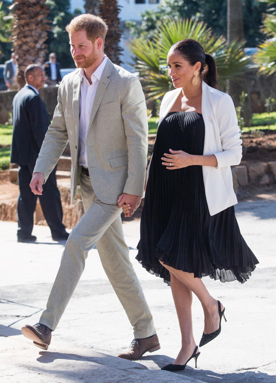 Prince Harry, Duke of Sussex and Meghan, Duchess of Sussex visit the Andalusian Gardens to hear about youth empowerment in Morocco from a number of young social entrepreneurs on February 25, 2019 in Rabat, Morocco