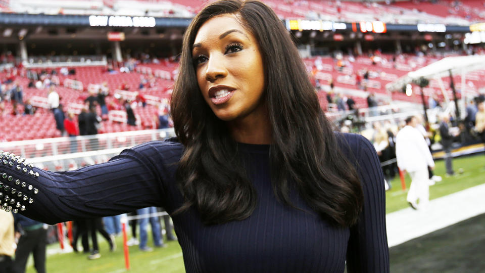 ESPN reporter Maria Taylor, pictured here on the field prior to a college football game.