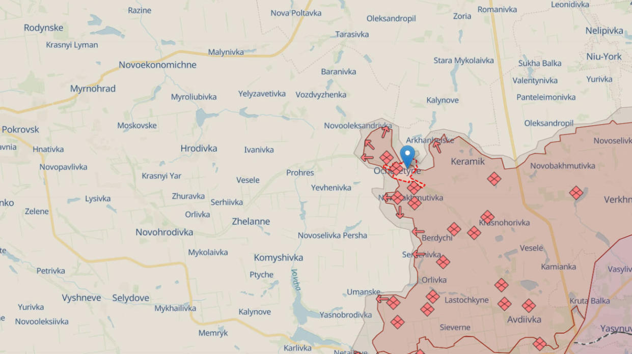 The map of ongoing hostilities. Photo: Screenshot from DeepStateMap