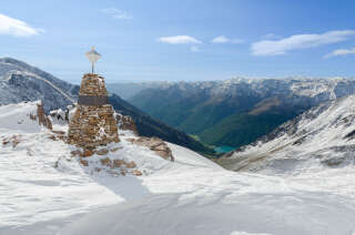 Pyramide commémorative sur le lieu de découverte de l’homme des glaces, dans les Alpes.. Photo Dario Frasson/South Tyrol Museum of Archaeology