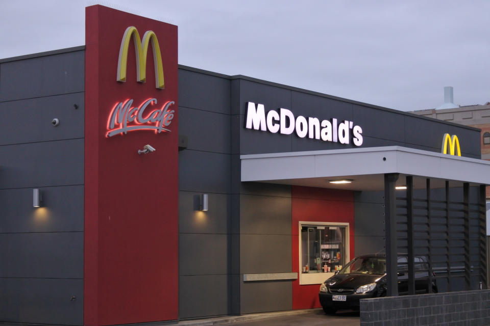 Hobart, Tasmania - March 20, 2019: McDonald's Fast food Restaurant. McDonald's is the world's largest restaurant chain by revenue, serving over 69 million customers daily in over 100 countries across as of 2018.