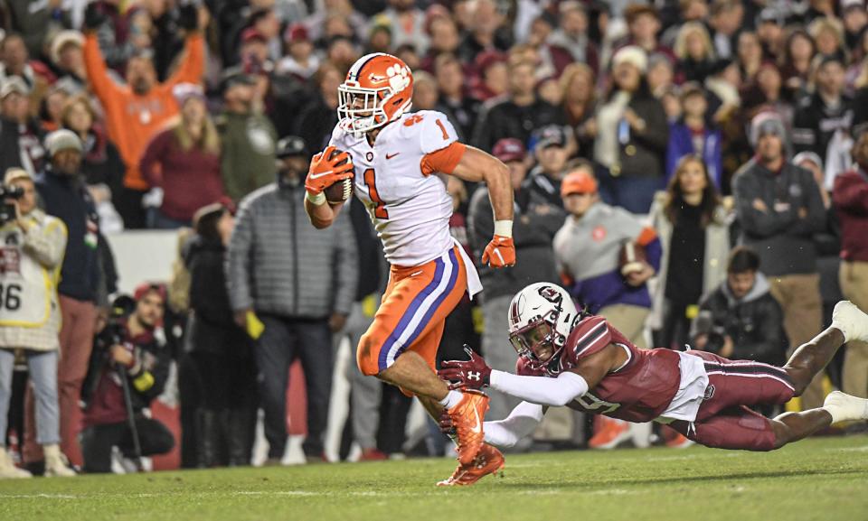 Clemson running back Will Shipley runs for a touchdown on the opening possession against South Carolina.