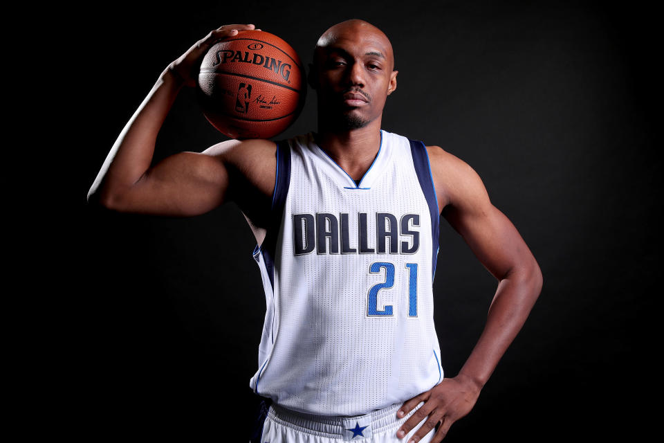 DALLAS, TX - SEPTEMBER 26: C.J. Williams #21 of the Dallas Mavericks poses for a portrait during the Dallas Mavericks Media Day held at American Airlines Center on September 26, 2016 in Dallas, Texas. NOTE TO USER: User expressly acknowledges and agrees that, by downloading and or using this photograph, User is consenting to the terms and conditions of the Getty Images License Agreement.