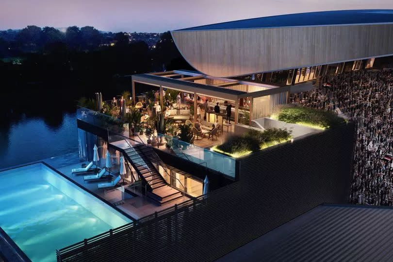 The new Riverside stand will include a rooftop pool, forming part of the Sky Deck on the top three floors