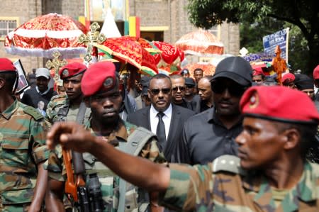 Ethiopia's deputy prime minister Mekonnen attends the funeral of Amhara president Mekonnen and two other officials in Bahir Dar