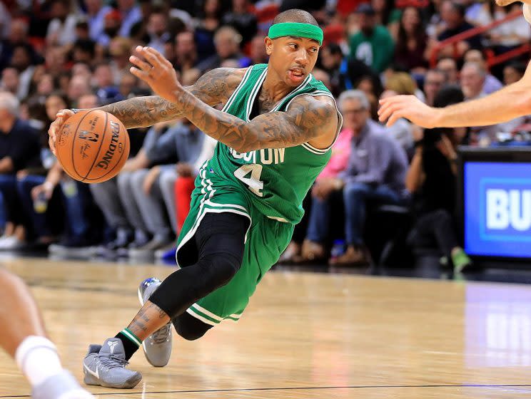 Isaiah Thomas highlights this week's look at recent risers and fallers in fantasy hoops (Getty Images)