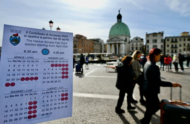 A calendar marking the days day trippers have to pay entry fees (GABRIEL BOUYS)