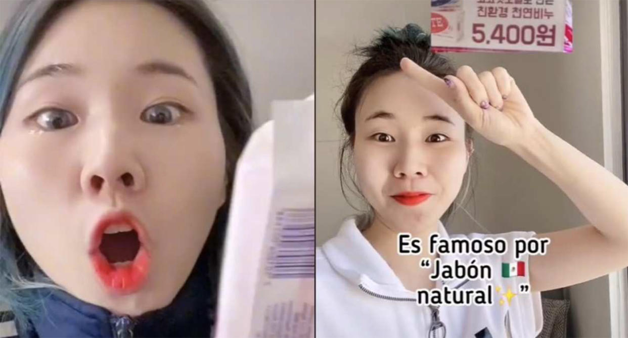 Sujin Kim se sorprendió al descubrir que el jabón multiusos de México, el popular jabón Zote, era muy cotizado en Corea. | Captura de video Tik Tok vía soojinicoreana