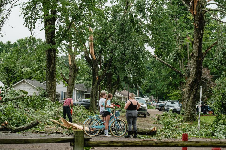 Damage to the Heck's Grove Park neighborhood can be seen as a reult of multiple storms, Tuesday, June 14 in Gnadehutten.