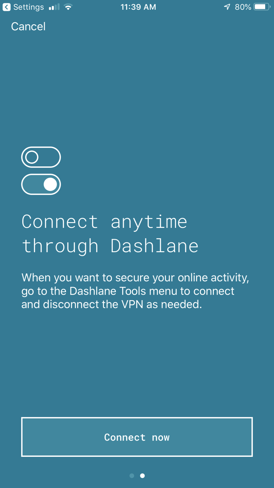 Dashlane's VPN feature