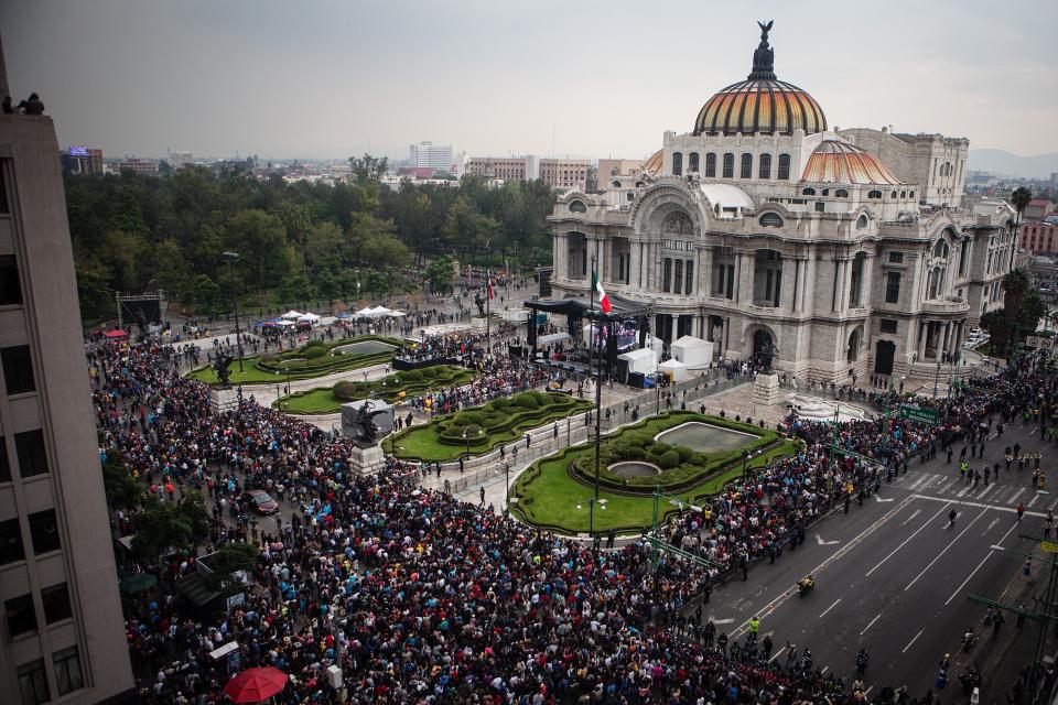 The Palacio de Bellas Artes is seen during the transfer of the remains of Mexican singer Juan Gabriel.