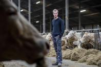 Farmer's Defense Force vice president Jos Ubels poses for a portrait at his farm in Anderen, Northern Netherlands, Monday, March 18, 2024. Ubels feels that everything from overbearing bureaucrats insisting when farmers should sow or harvest, imposing excessive restrictions on fertilizer and manure use and unfair international competition condoned by the European Union have created a potent mix that has driven him away from mainstream politics. (AP Photo/Peter Dejong)