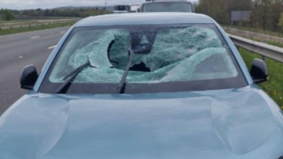 car with smashed windscreen