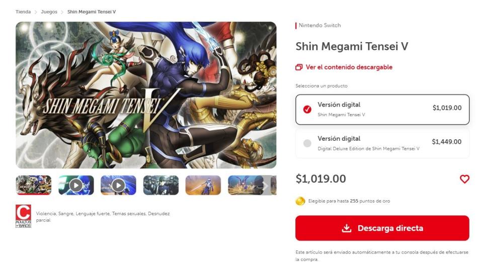 Shin Megami Tensei V aún está disponible y cuesta $1019 MXN