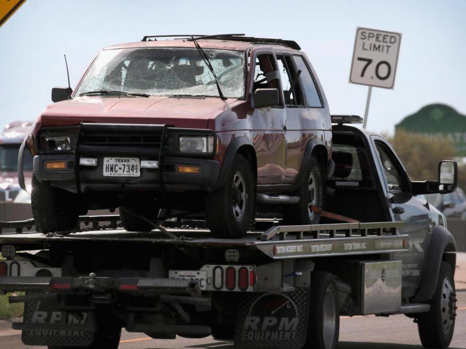 The vehicle that the Austin package bomber, Mark Anthony Conditt, was driving when he blew himself (Getty Images North America)