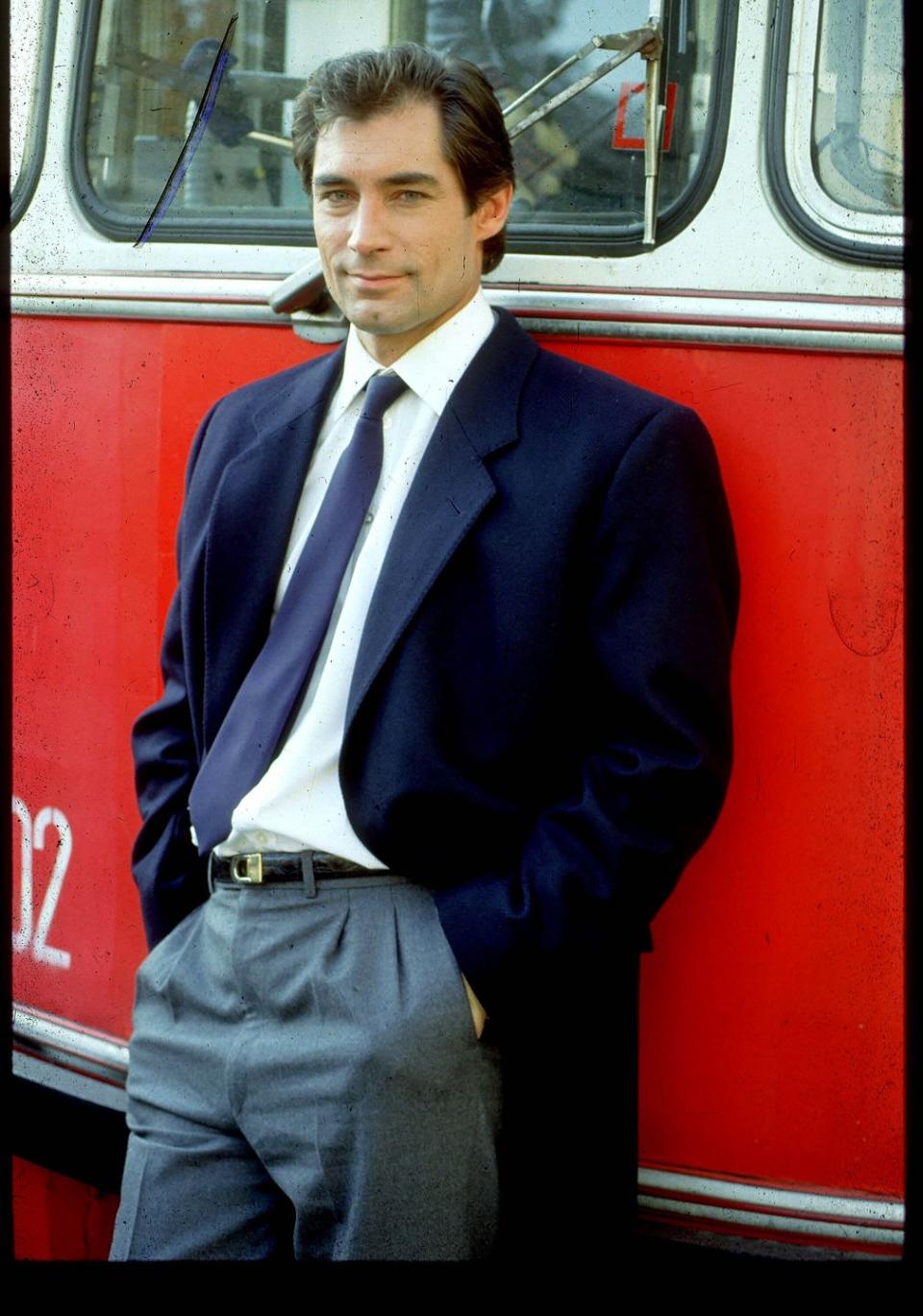 <p>Timothy Dalton on the set of <em>The Living Daylights</em>.</p>