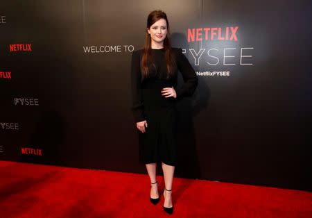 Cast member Katherine Langford poses at a screening for the television series "13 Reasons Why" in Beverly Hills, California U.S., June 2, 2017. REUTERS/Mario Anzuoni