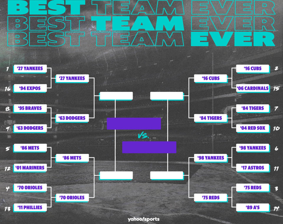 Best Teams Ever bracket: MLB edition, Round 2. (Yahoo Sports illustration)