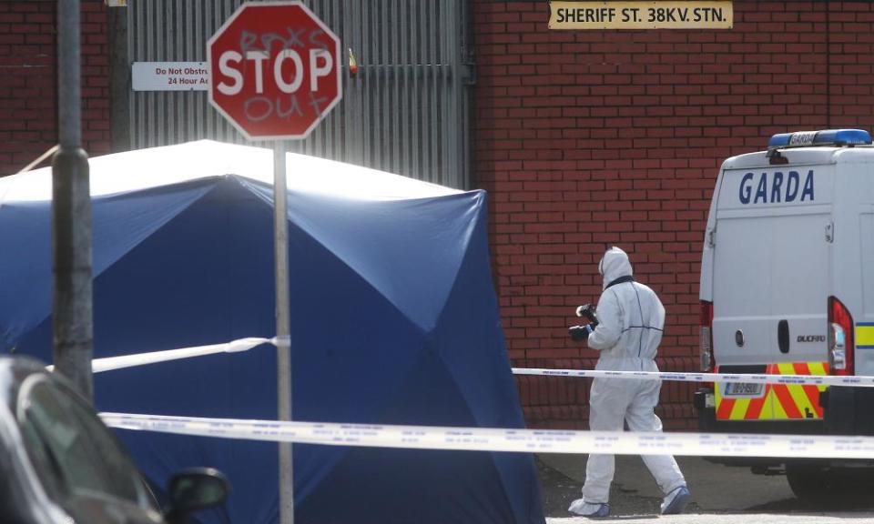 Forensic officer at the scene of a fatal shooting in Dublin's Sheriff Street