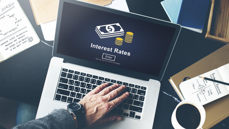 interest rates on a laptop