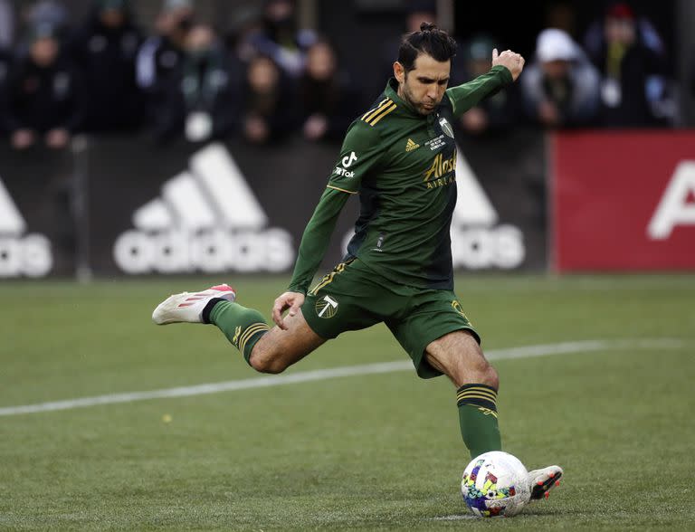 Diego Valeri, aquí con la camiseta de los Timbers de Portland; el habilidoso volante regresa a Lanús tras casi una década en los Estados Unidos